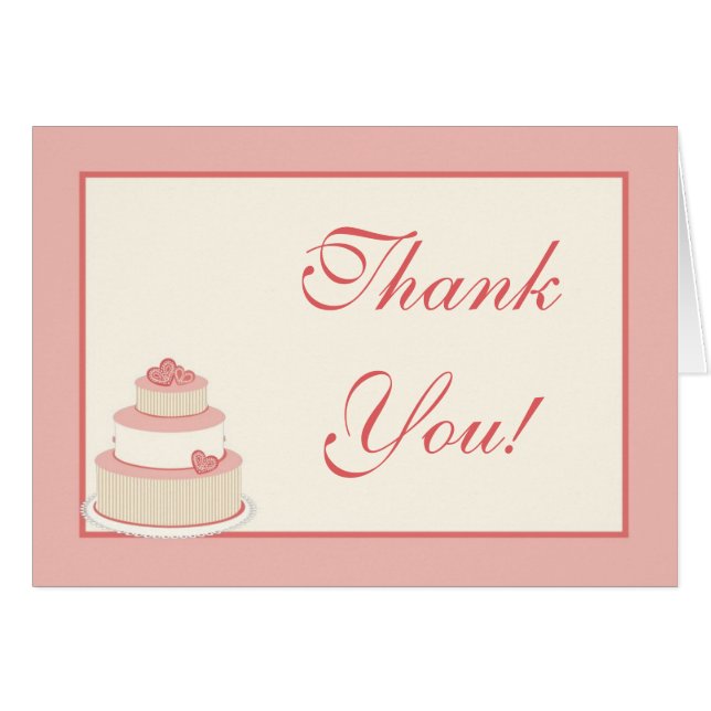 Rose/Creme Wedding Cake Folded Thank You Card (Front Horizontal)