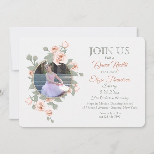 Rose Crescent Photo Invitations (Front)