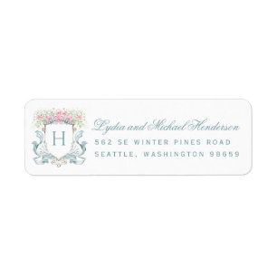 Rose Crest Script Wedding Return Address Label