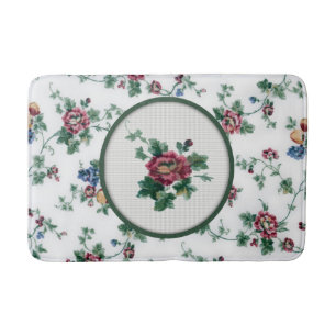 Rose Cross Stitch Bath Mat
