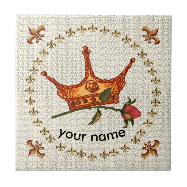 Rose Crown  Ceramic Tile (Front)
