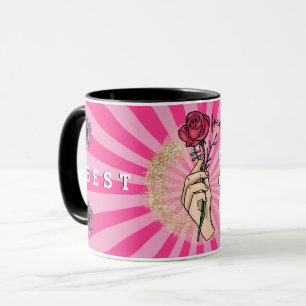 Rose Customise Elegant Floral Pink Glitter Mug