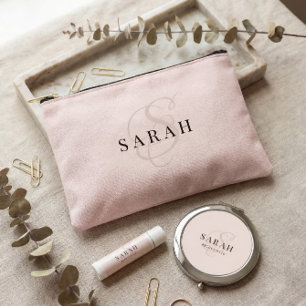 Rose Cute Monogram Custom Bridesmaid Proposal Gift Accessory Pouch