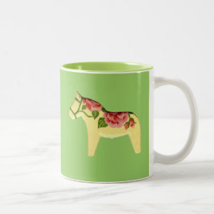 Rose Dala Horse Two-Tone Coffee Mug