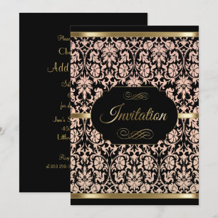 Rose Damask Party Celebration- Damask DIY Text Invitation