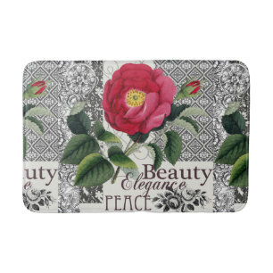 Rose Damask Pretty Floral Antique Bath Mat