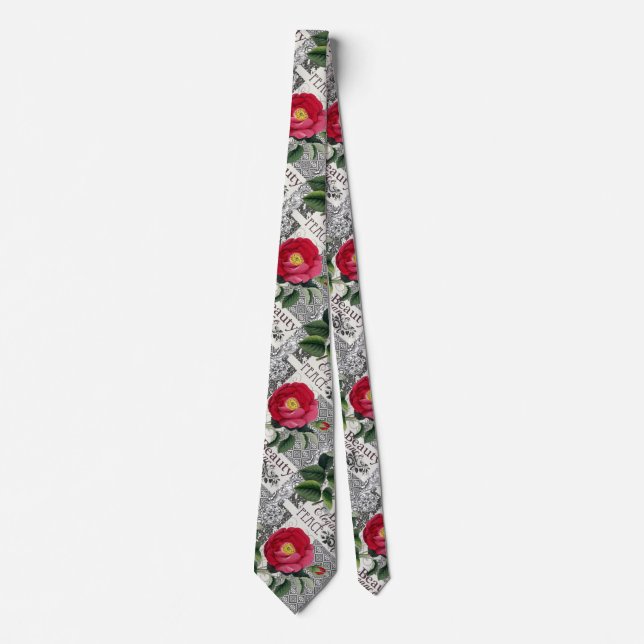 Rose Damask Pretty Floral Antique Tie (Front)