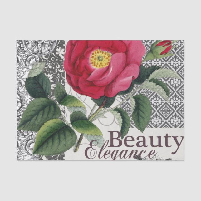 Rose Damask Pretty Floral Antique Tissue Paper (Front)