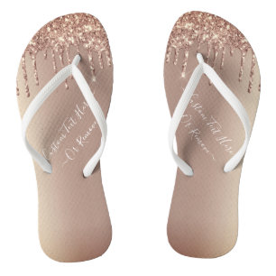 Rose Dark Gold Blush Glitter Sparkle Drips - Text Thongs