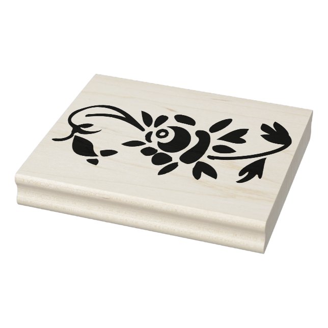 Rose Decoration Left Side Rubber Art Stamp (Stamp)