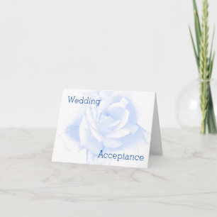 Rose Design Blue Coloured Wedding Acceptance Thank You Card
