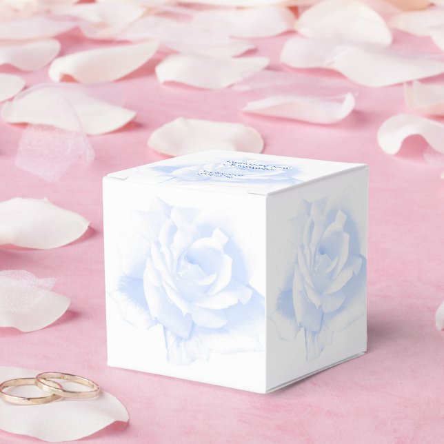 Rose Design Blue Coloured Wedding Favour Box (Wedding)