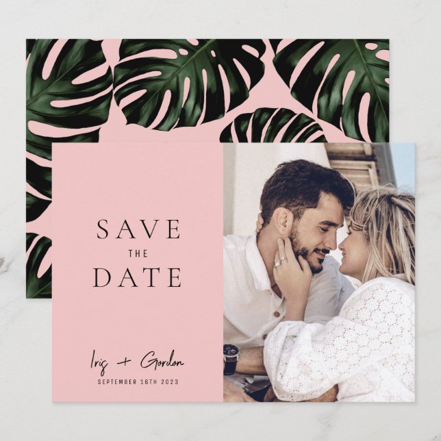Rose Destination Wedding Photo Save The Date Card (Front/Back)