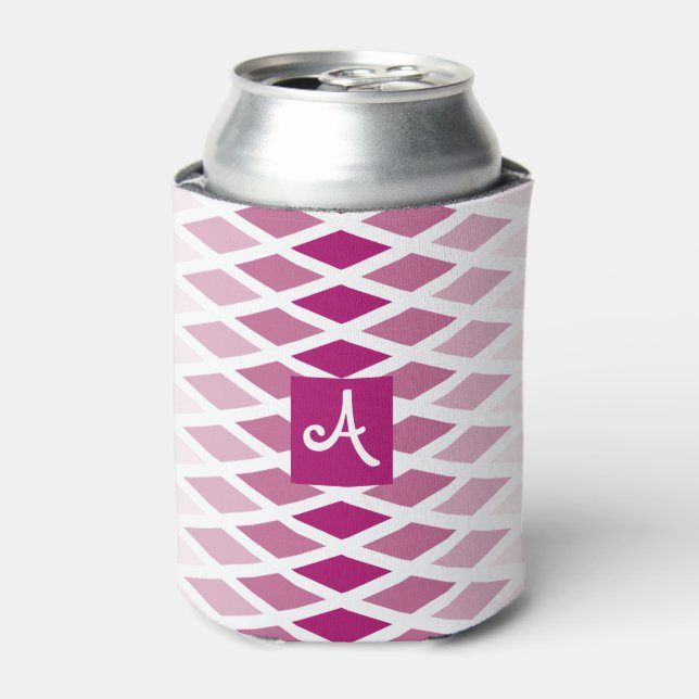 Rose Diamond Ombre Monogram Can Cooler (Can Front)