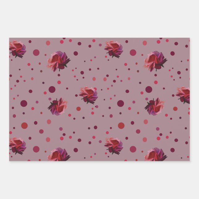 Rose & Dot Wrapping Paper Sheet (Front 2)