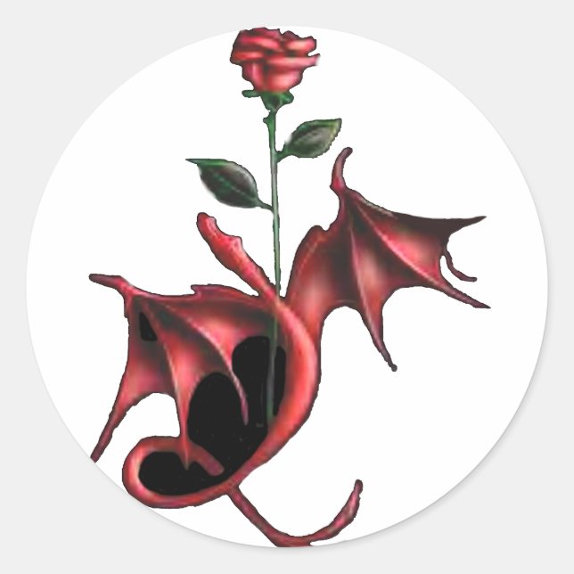 Rose Dragon Classic Round Sticker (Front)
