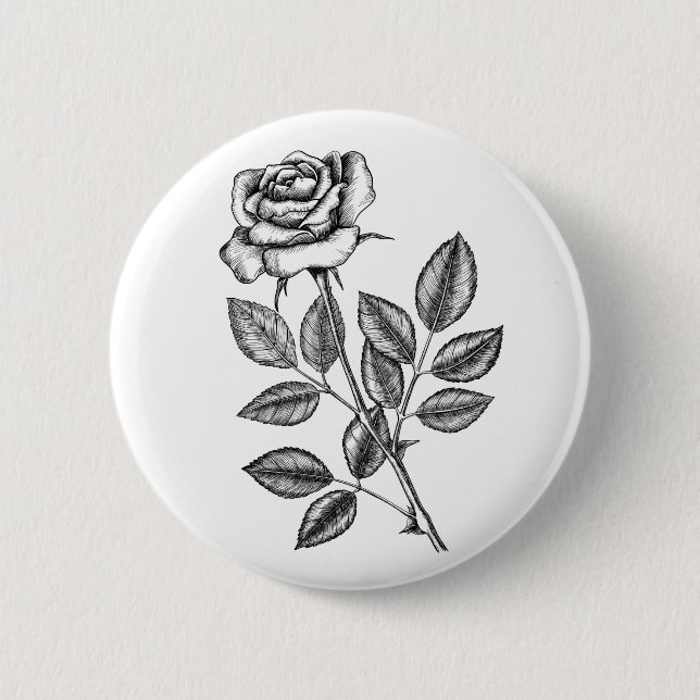Rose drawing 2 6 cm round badge (Front)