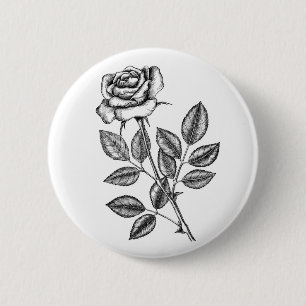 Rose drawing 2 6 cm round badge
