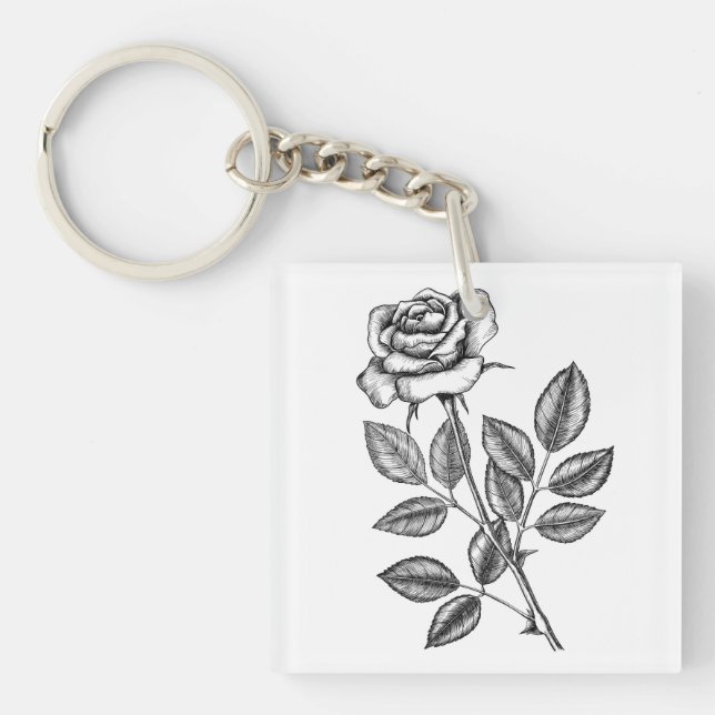 Rose drawing 2 key ring (Front)