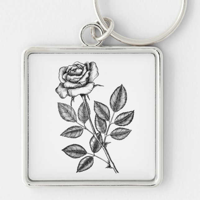 Rose drawing 2 key ring (Front)