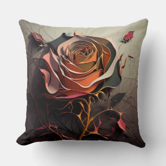 Rose Dreams: Abstract Art Rose Decorative Pillow