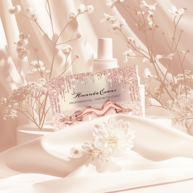 Rose Drips Glitter Body Massage Care QRCODE Logo Appointment Card (Creator Uploaded)