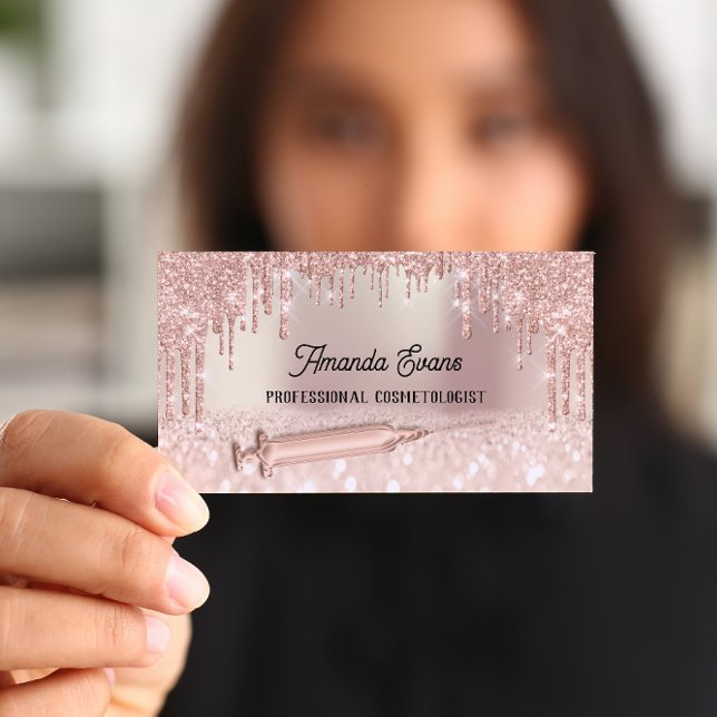 Rose Drips Glitter Injection Botox Hyaluronic Acid Appointment Card (Creator Uploaded)