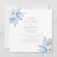 *~* Rose Dusty Blue Floral AR15 WEDDING RSVP + In