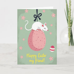 Rose Egg And Mouse Holiday Card