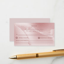 Rose Elegant Alcohol Ink Wedding RSVP Ca Card