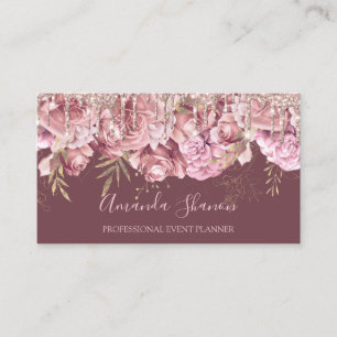 Rose Elegant Flowers Logo Event Planner QRCODE Business Card