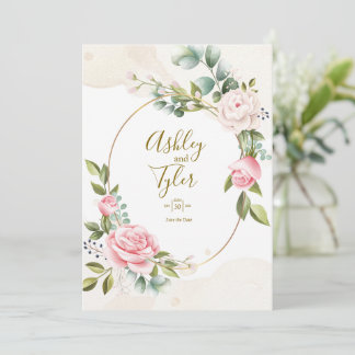 Rose Elegant Romantic Floral Wedding  Invitation