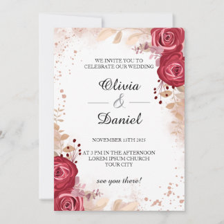 Rose Elegant Wedding Invitation Card