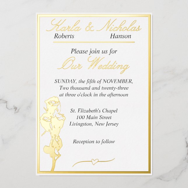 Rose, Elegant White Wedding, Gold (Front)