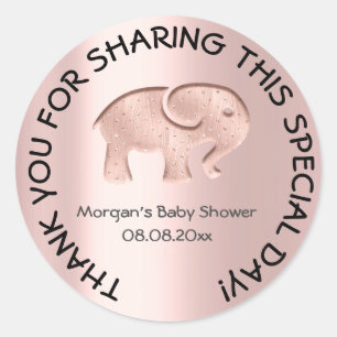 Rose Elephant Baby Shower Favor Thank You Classic Round Sticker