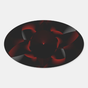 Rose Emerging From Darkness - Fractal Design Oval Sticker