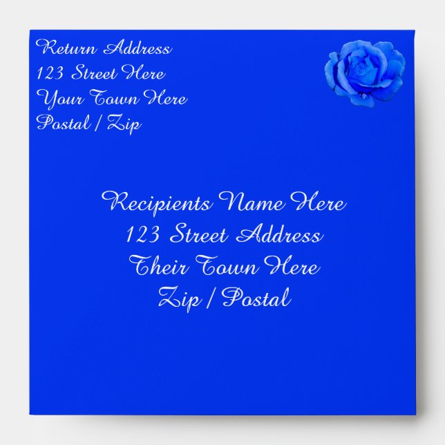 Rose Envelopes Personalised Blue Roses Envelopes (Front)