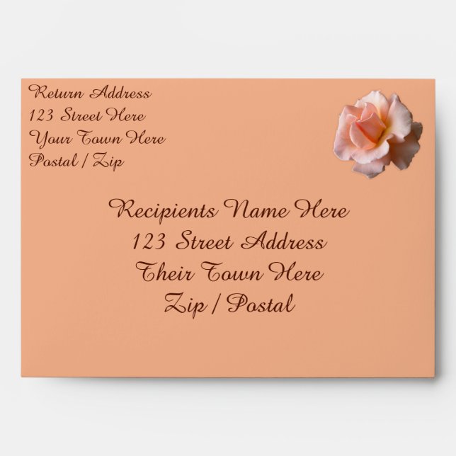 Rose Envelopes Personalised Peach Roses Envelopes (Front)