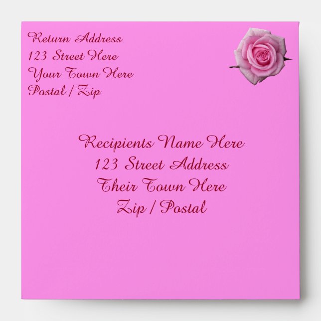 Rose Envelopes Personalised Pink Roses Envelopes (Front)