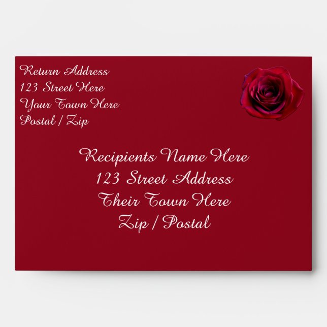 Rose Envelopes Personalised Red Roses Envelopes (Front)