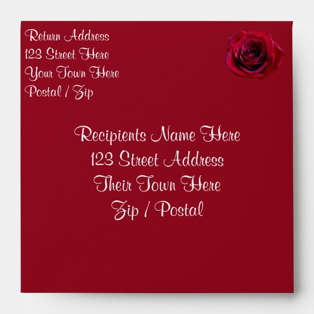 Rose Envelopes Personalised Red Roses Envelopes (Front)