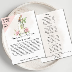 Rose Essential Oils Watercolor Floral Bottle Flyer