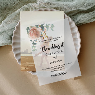 Rose eucalyptus blush wedding vellum invitations