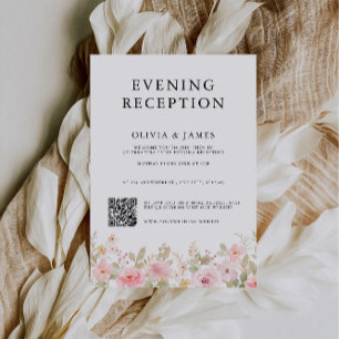 Rose Evening Reception with QR code rsvp Invitation