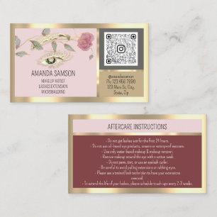 Rose Eyelash Microblade Qr Aftercare Instructions Business Card