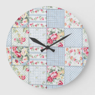 Rose Fabric: Elegant Background Design Large Clock
