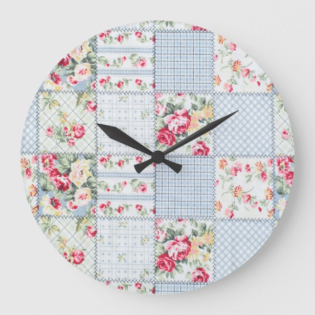 Rose Fabric: Elegant Background Design Large Clock (Front)