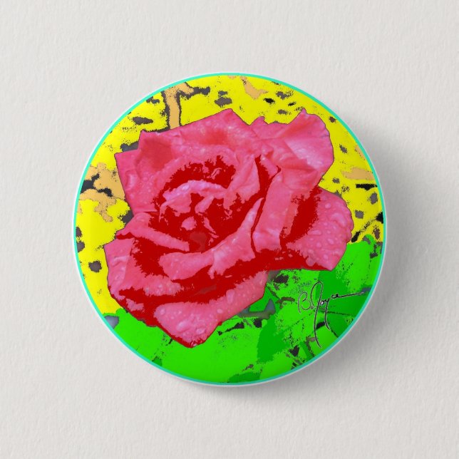 Rose Face 6 Cm Round Badge (Front)