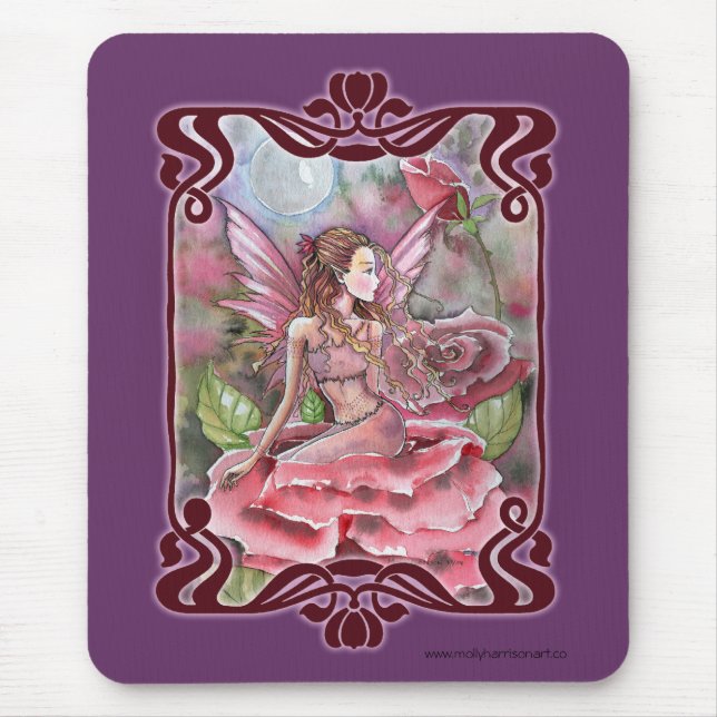 Rose Fairy Fancy Mousepad by Molly Harrison (Front)