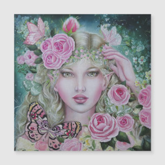 Rose fairy flat magnetic card